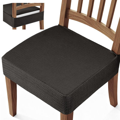 Waterproof Seat Covers for Dining Chairs Set of 4, No Rear Chair Covers, Stretch Removable Washable Chair Slipcover Protector, Black