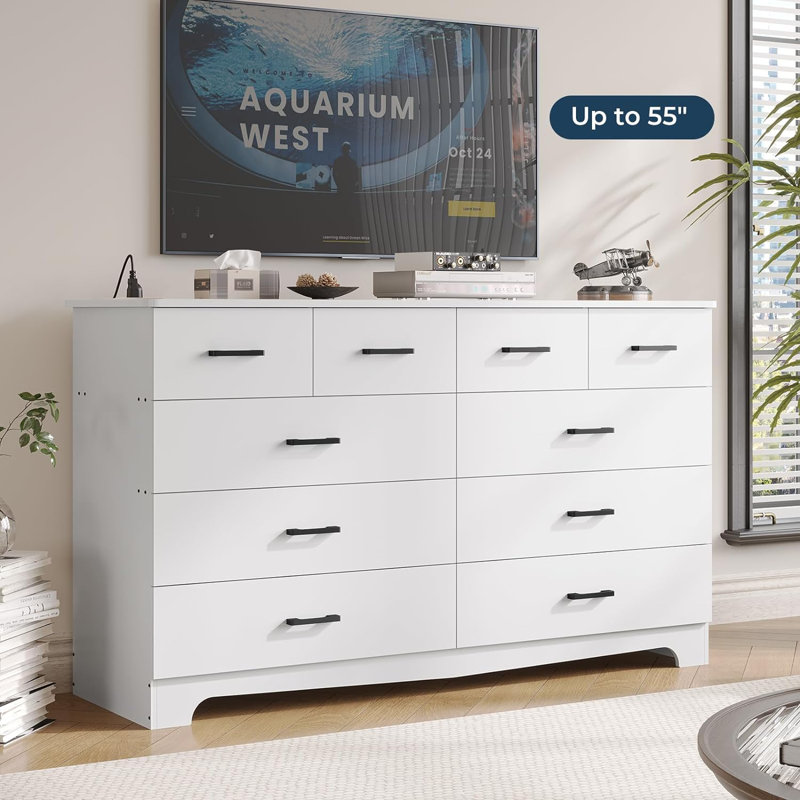 Commode 10 tiroirs Rhineview, Blanc