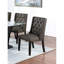 Chaises de salle à manger modernes à oreilles de 2, housse en polyfibre noir cendré et fabrication en bois d'hévéa, bouton, finition foncée pour tissu d'ambiance, cadre de cuisine