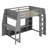Full Size Wood Gaming Loft Bed – Desk, Multi-Storage Shelves, LED & Hanging Clothes Rack
