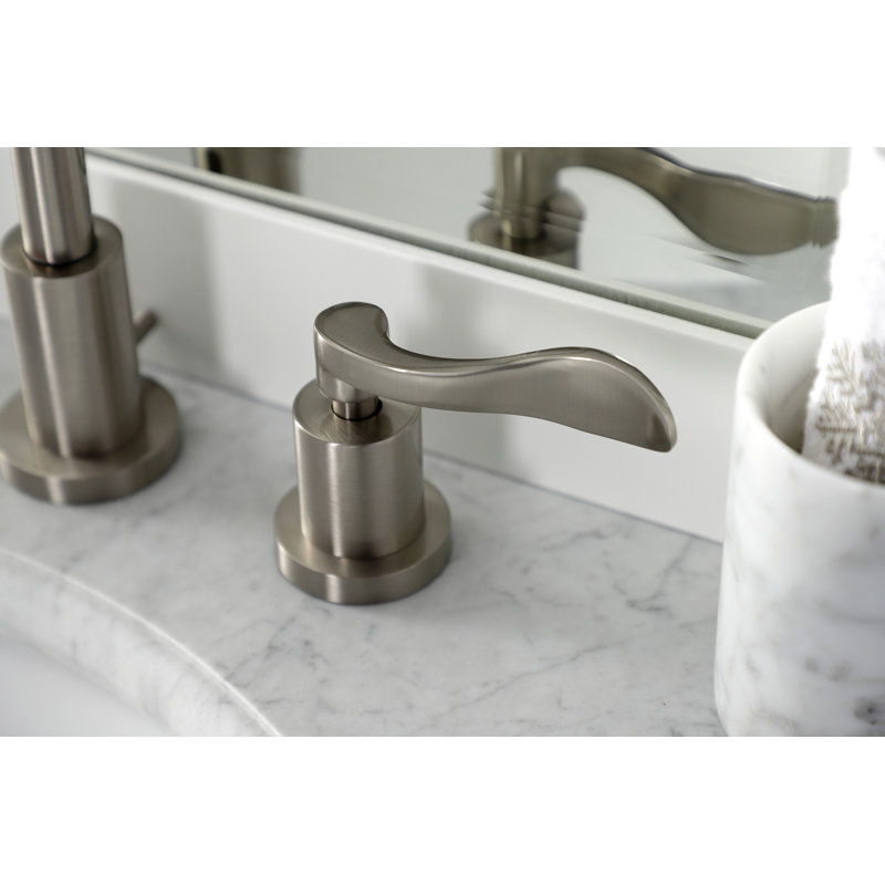 Robinet de salle de bain espacé à deux poignées et 3 poignées à fixation sur le comptoir avec drain escamotable en laiton Kingston