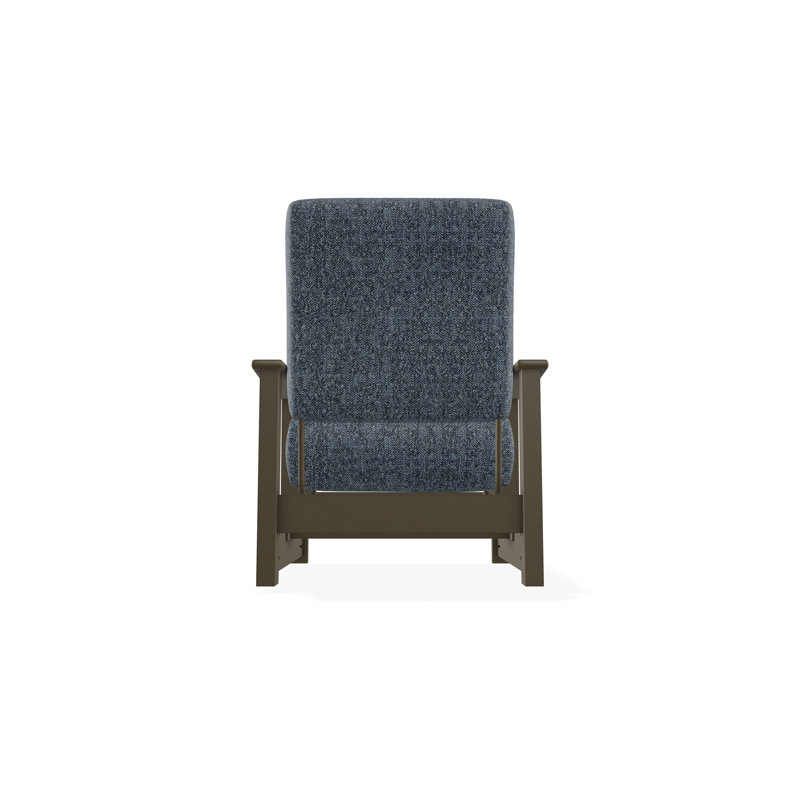 Leeward Marine Grade Polymer Deep Seating Cushion Arm Chair with Hidden Motion, Beachwood, Restore Indigo