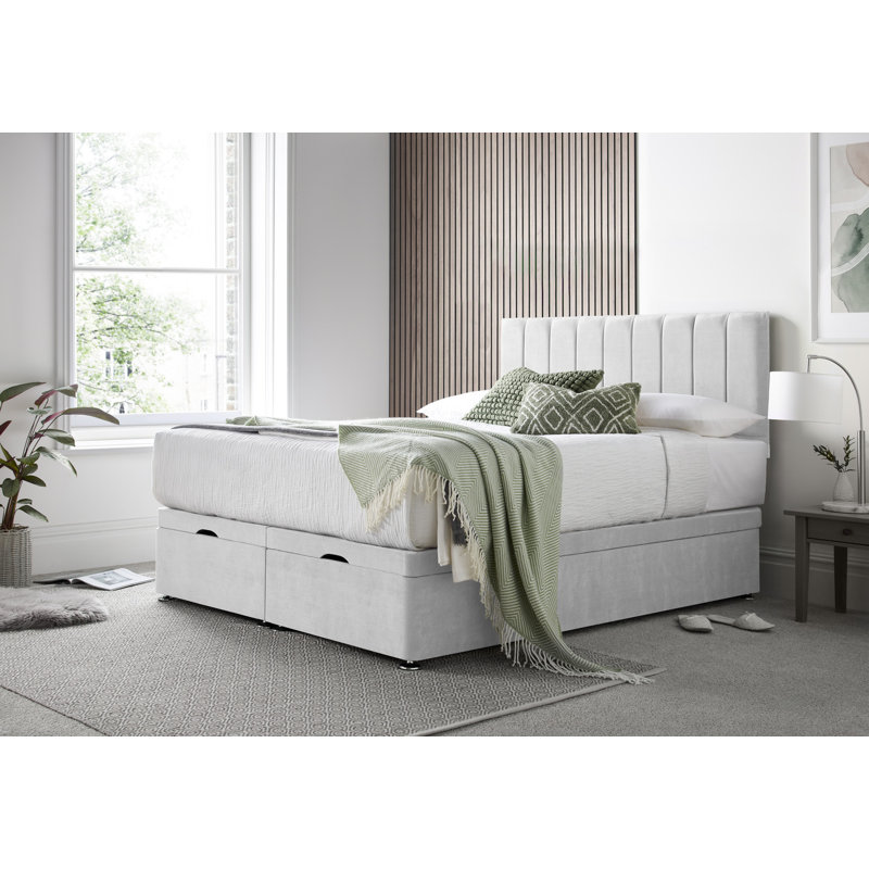 Sara Naple Divan Ottoman with Headboard on Struts, Silver, Small Double (4')