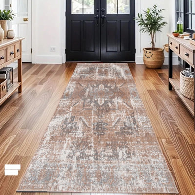 Runner Oriental and Abstract Flokati Area Rug
