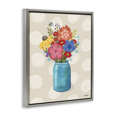 Art mural sur toile à pois et fleurs, par Lori Deiter