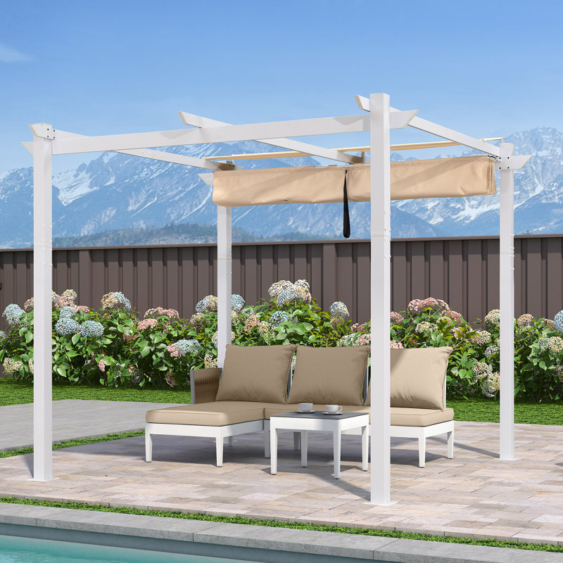 3m x 3m Aluminium Pergola, Khaki