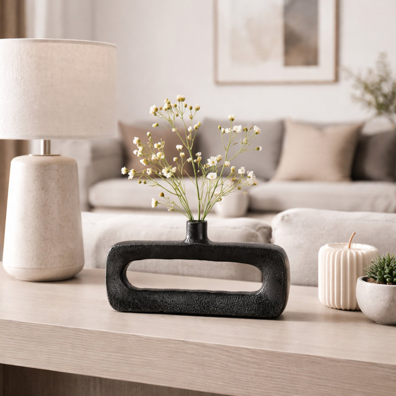 Vase moderne en métal à découpes ouvertes pour la décoration intérieure, Black