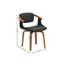 Chaise de salle à manger rembourrée en similicuir noir et brun foncé-1123853814