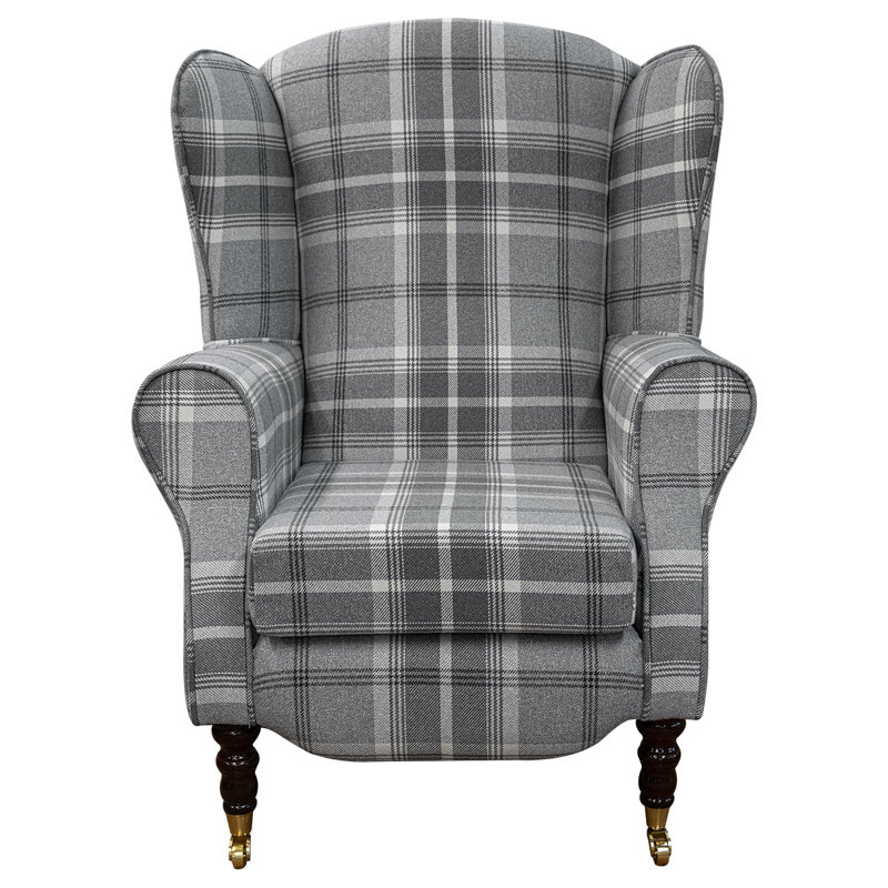 Grey Tartan Fireside Armchair, Grey