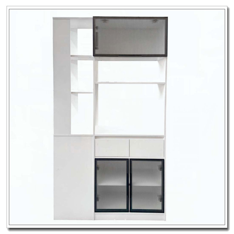 Meuble de rangement en bois, Blanc/Noir