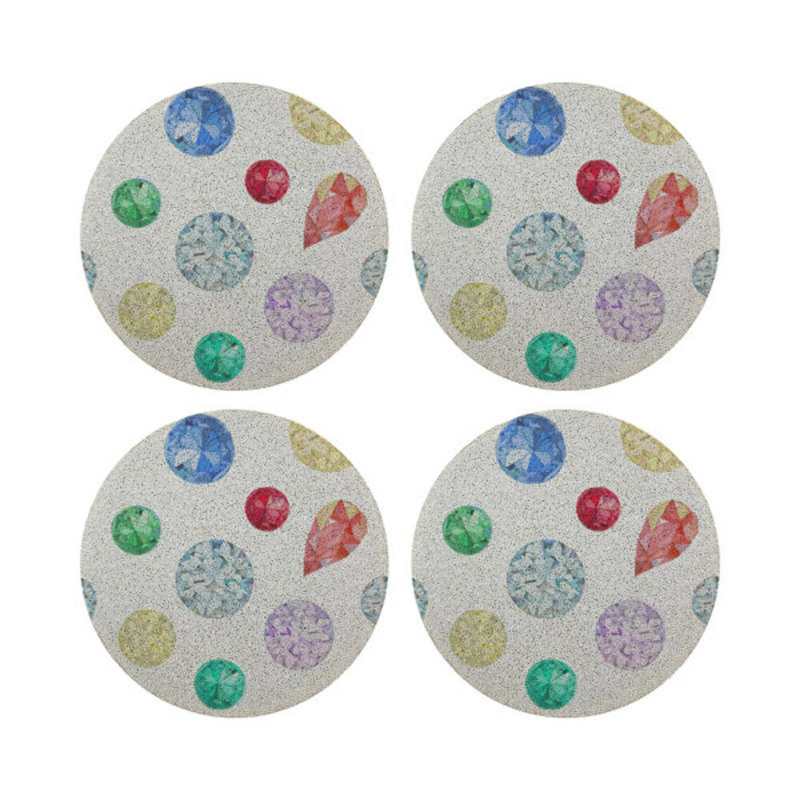 Jewel Vegan Leather Round Beaded Placemat