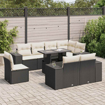 Ensemble de canapé de jardin Vidaxl noir, blanc crème