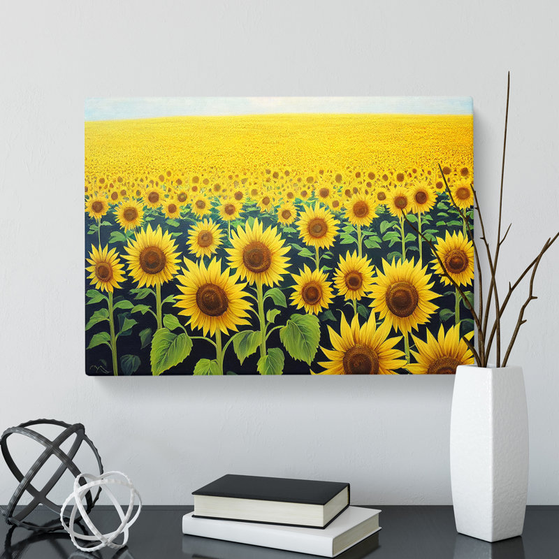 Soulful Sunflower Field - Wrapped Canvas, 40cm H x 60cm W x 3cm D