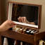Boîte de rangement en bois pour cosmétiques avec miroir