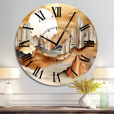 Désert au lever du jour - Horloge murale en métal du sud-ouest