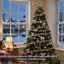 Arbre de Noël 7,5 pi pré-éclairé avec train musical, arbre de Noël télécommandé pour la décoration intérieure des Fêtes