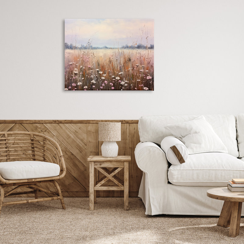 «Neutral Tone Wildflower Field Canvas», conception par Arlington Prints, H 30 po x l 40 po