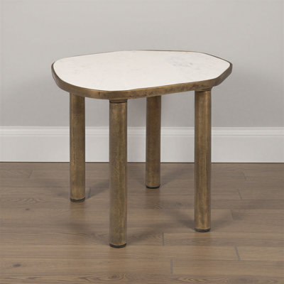 Sterling Abstract Shaped Marble End Table with Metal Legs