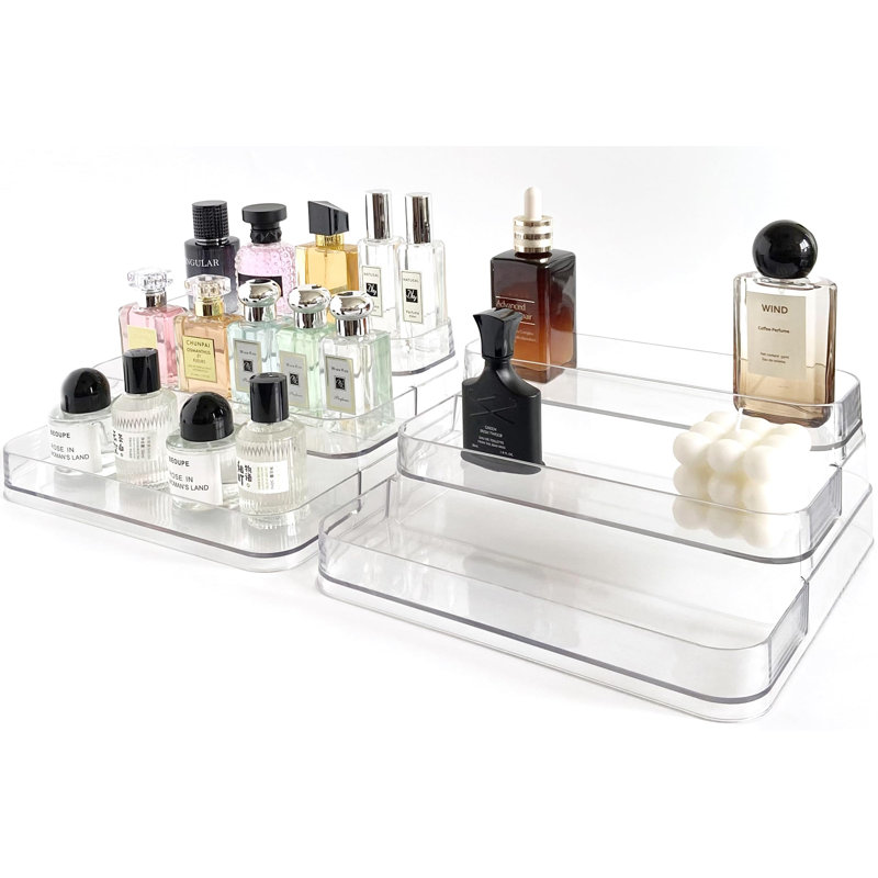 Organisateur de parfum, ensemble de 2 tablettes à trois niveaux, armoire de comptoir robuste et transparente