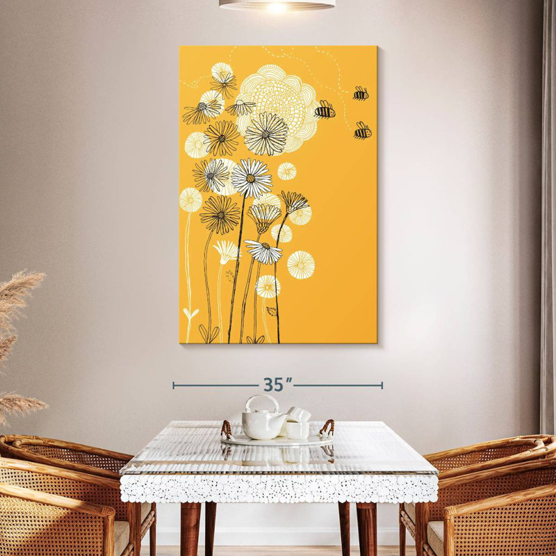 Harnek, abeilles et marguerites, H 51 po x l 34 po
