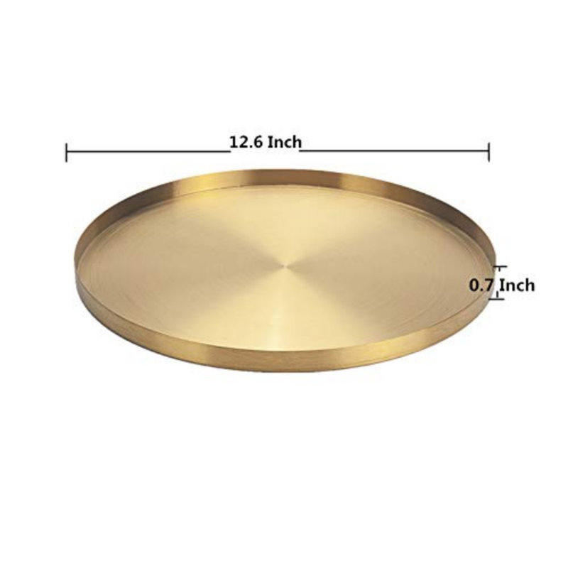 Organisateur de bijoux / plateau rond en or et acier inoxydable (12,6 pouces)