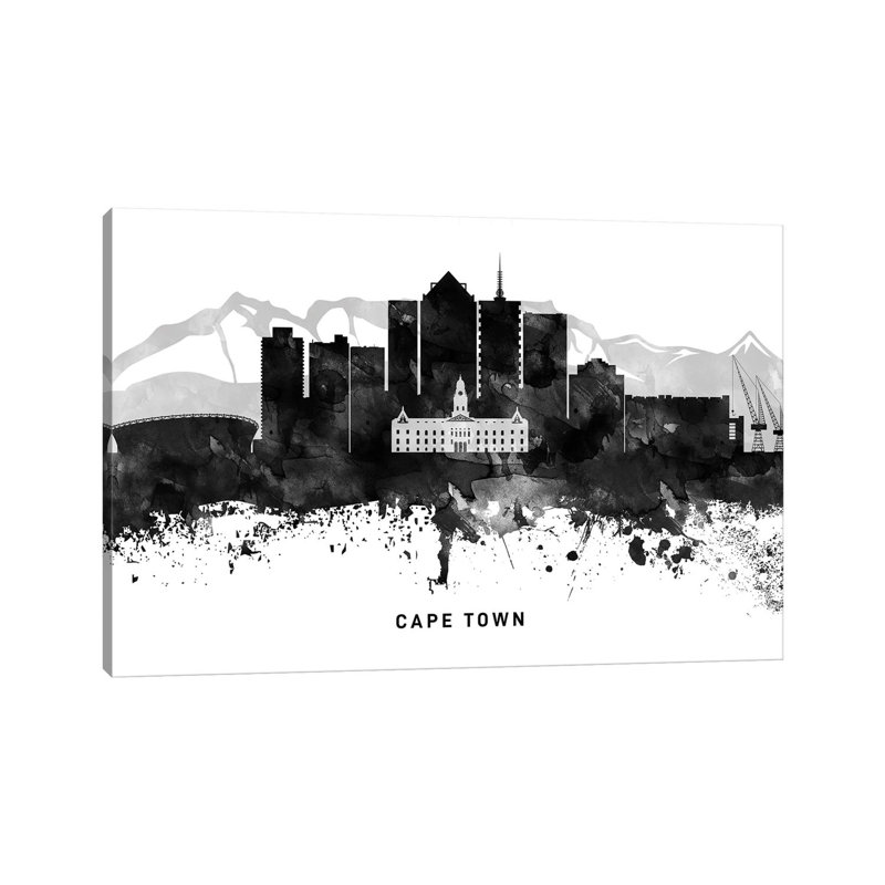 Cape Town Skyline Black & White by WallDecorAddict - Wrapped Canvas Print, 66.04 cm H x 45.72 cm W x 3.175 cm D