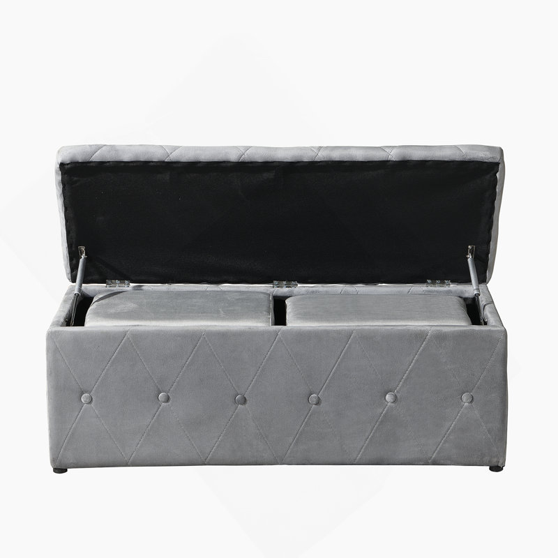 Ensemble de repose-pieds rectangulaire 1 pièce en velours court avec 2 repose-pieds
