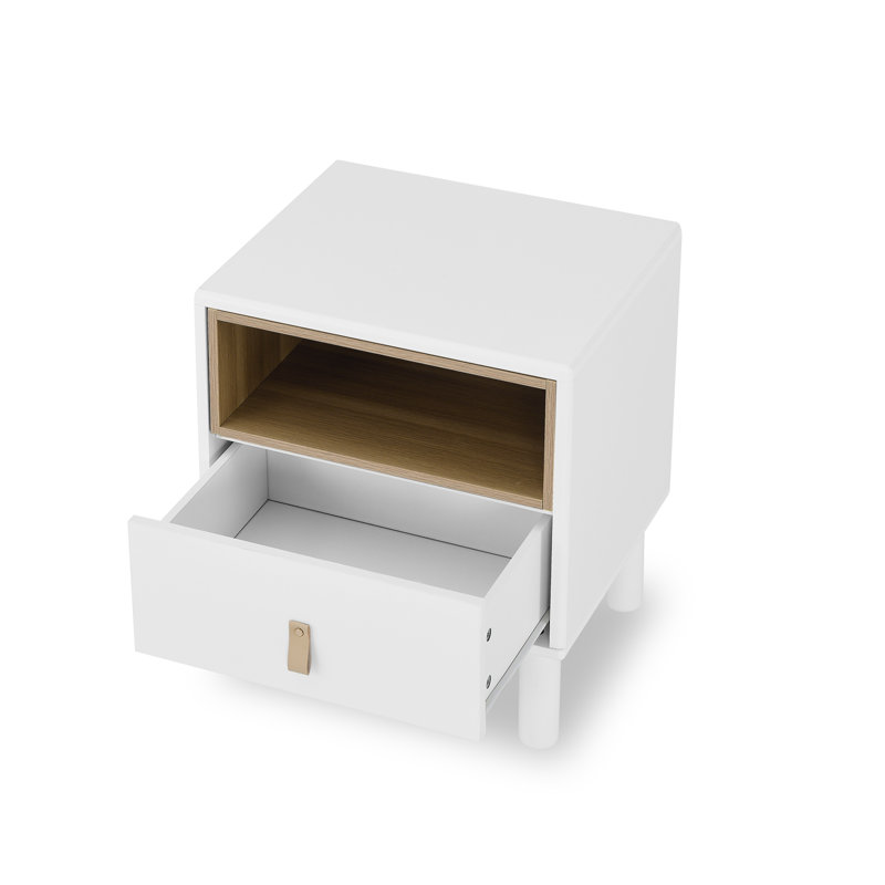 Single drawer bedside table, modern style bedside table, wooden bedside table, bedside table, White
