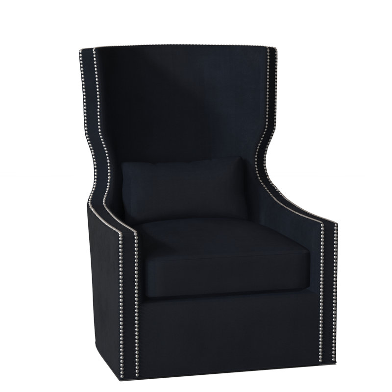 Fauteuil à oreilles avec housse pivotante de 29 po de large Corbin, Bleu Mcgivern / jaune