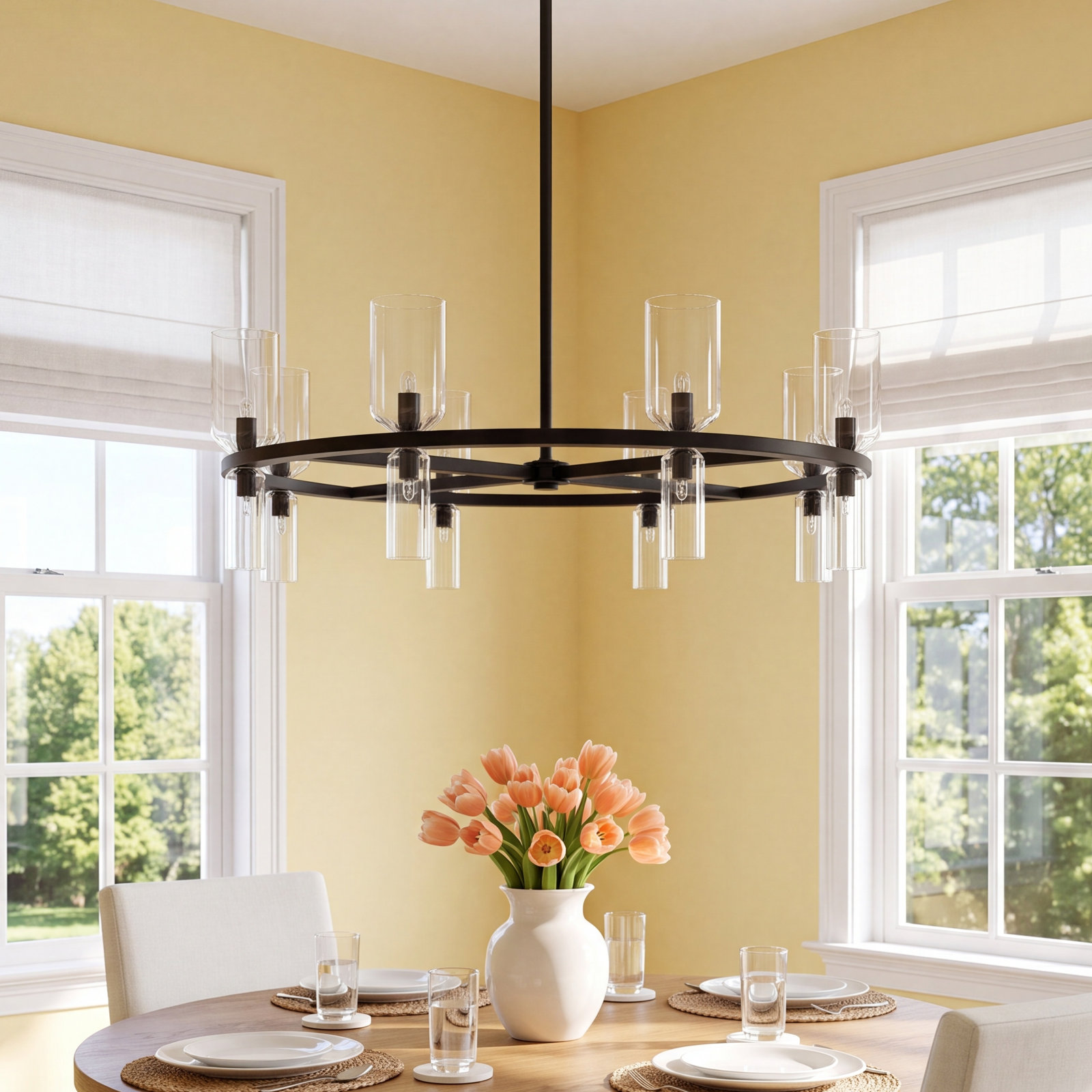 16 - Light Chandelier, Polished Nickel