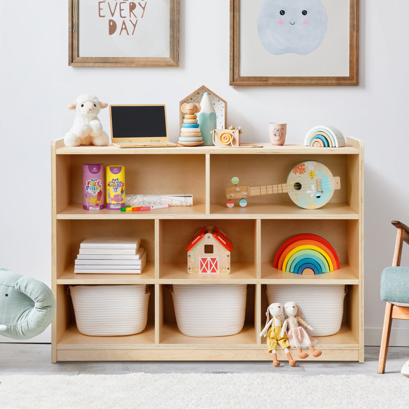 Alcaldes 8-Section Montessori Shelf for Kids 35.4'' H X 44.6'' W Toy Storage