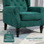 Fauteuil d'appoint capitonné à boutons avec haut dossier à oreilles, accoudoirs rembourrés arrondis et siège rembourré épais, vert foncé-1728350352