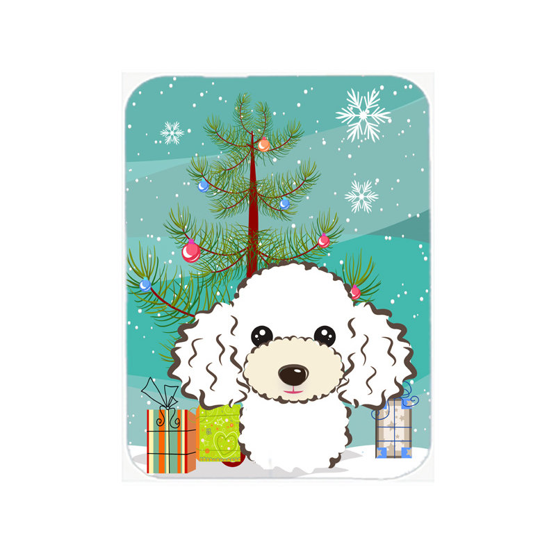 Planche à découper en verre caroline et caniche Under the Christmas Tree, Blanc
