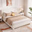 Cadre de lit, cadre de lit Boucle avec tête de lit réglable, lit plateforme tapissier moderne avec lattes de bois, coins arrondis doux, aucun sommier requis, silencieux, assemblage facile-129768436-129768438
