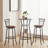 3 Bar Table and Chairs Set Dining Room Industrial Counter Height Bar Chairs with Metal Back Fabric Seat