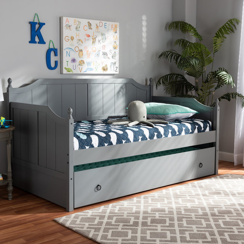 Aaina Twin Daybed with Trundle, Gray