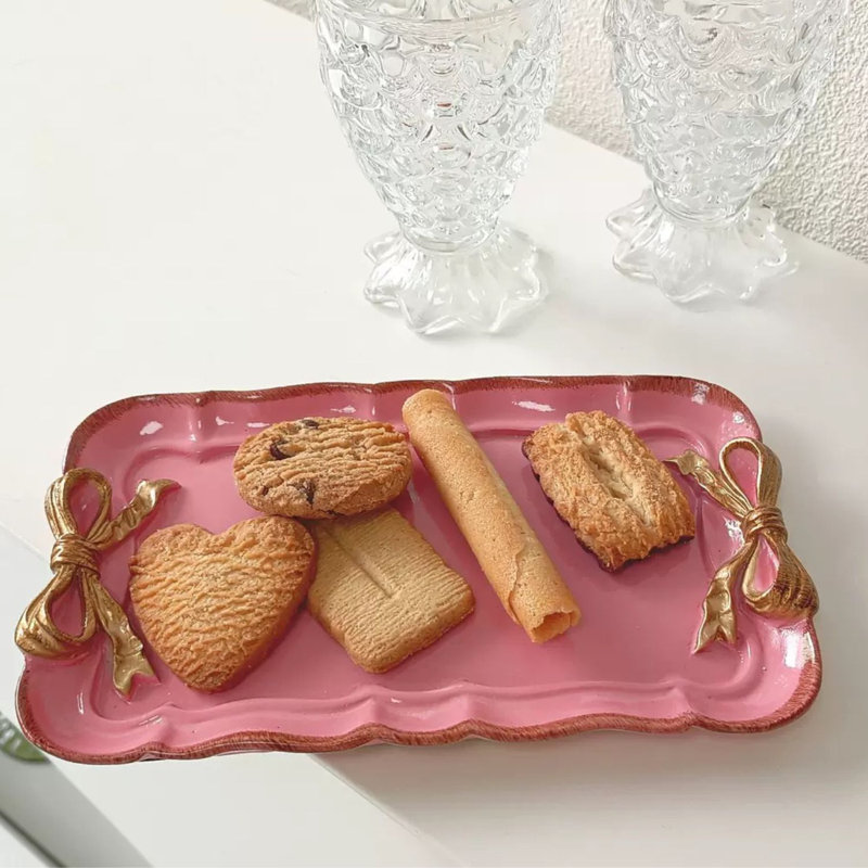 Vintage Decorative Tray Storage Tray , Pink