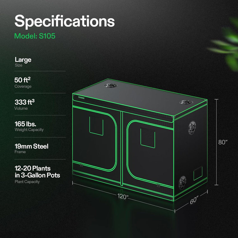 120"x60"x80" Grow Tent with Observation Window and Floor Tray for Hydroponics Indoor Plant