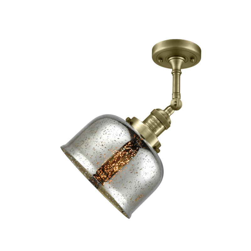 Applique murale 1 lumière 8 po Bell, Argent mercuré, Laiton antique, Ampoule non incluse