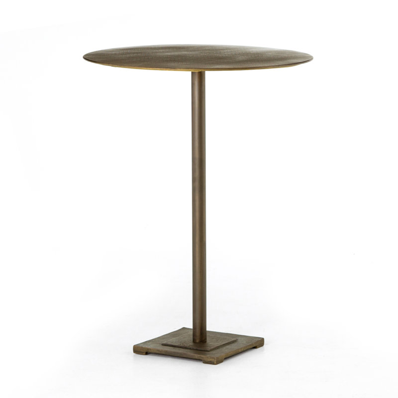 Fannin Round Dining Table, Acid Etched Aged Brass, 41.5" H x 32" L x 32" W