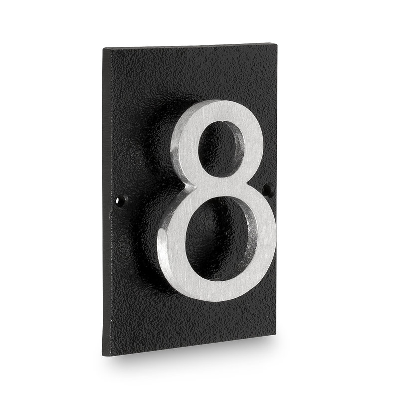 Floating 1-Line Wall Address Plaque, Black, Brushed Aluminum, Yes
