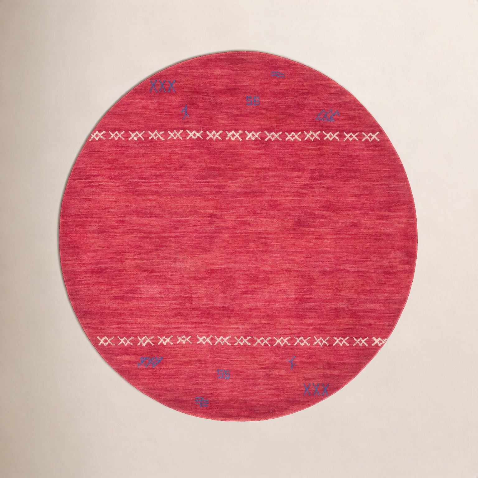 Santiago Red Handmade Wool Geometric Rug, Round 8'