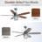 52-Inch Cement Grey Ceiling Fan With E26 Light,Glass Lampshade,5 Plywood Blades,Noiseless DC Motor,6 Wind Speed