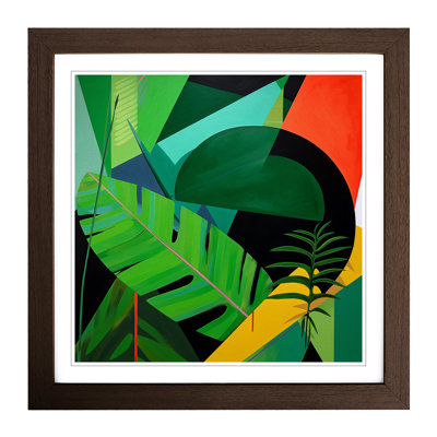 Tropical Leaf Suprematism No.5 - Single Picture Frame Print on Wood