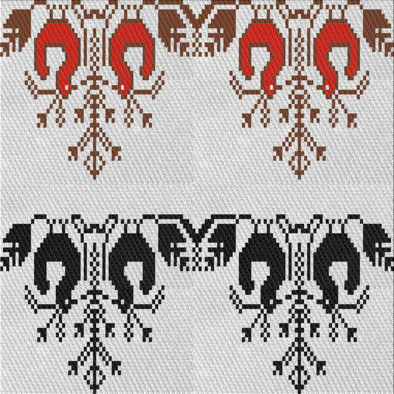 Tapis noir/rouge à motifs, Carré 4 pi