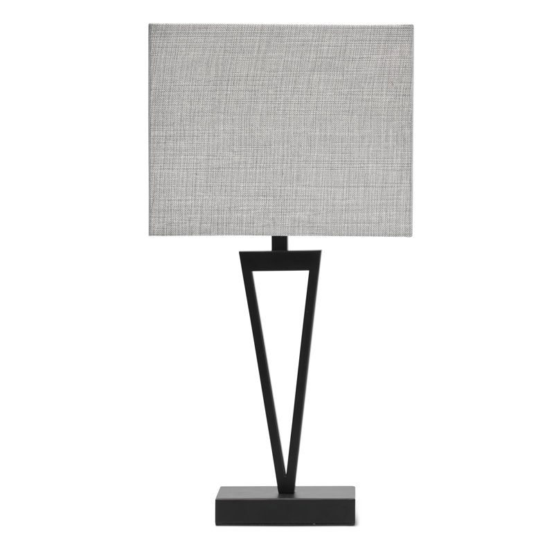 Airianna 49.5cm Rectangle Slimline Table Lamp, Black, Grey