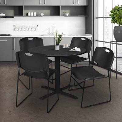 Regency Cain Round Breakroom Table & 4 Zeng Stack Chairs