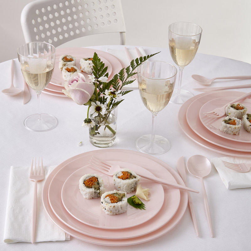 Assiette à dîner jetable en plastique lourd poids, Rosé