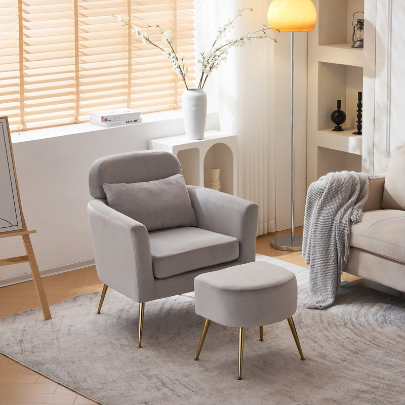 Fauteuil Mirnesa Upholstere, Velours gris clair
