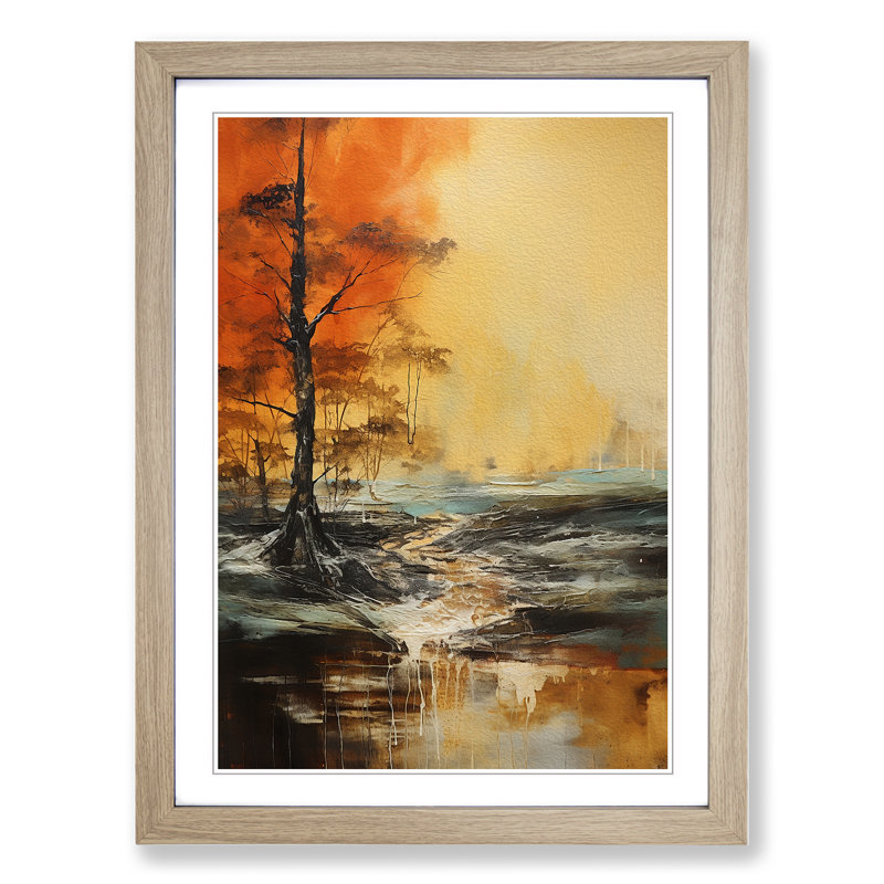 Landscape Gestural - Framed Print, Oak , 64cm H x 46cm W x 2cm D